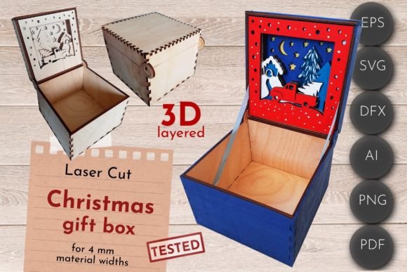 Download Christmas Gift Box, Laser Cut Svg, 3D - Christmas gift Collection