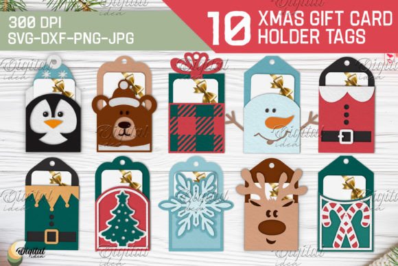 Download Christmas Gift Card Holder Tags Bundle - Christmas gift Collection