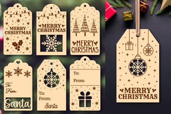 Download Christmas Gift Tag Laser Cut Bundle - Christmas gift Collection