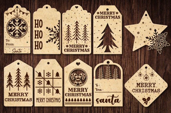 Download Christmas Gift Tag Laser Cut Bundle - Christmas gift Collection