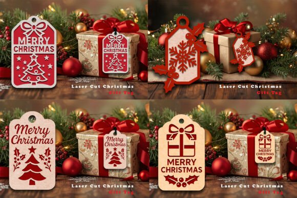 Download Laser Cut Christmas Gift Tag SVG Bundle - Christmas gift Collection