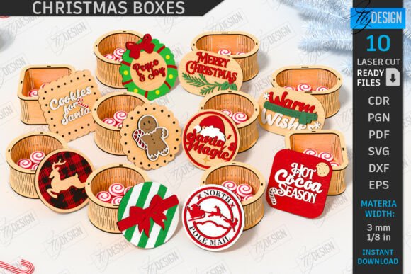 Download Christmas Gift Boxes Laser Cut Bundle - Christmas gift Collection