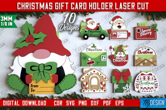 Download Christmas Gift Card Holders Bundle | CNC - Christmas gift Collection